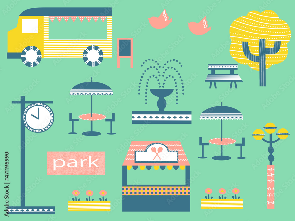 Naklejka premium 公園 素材イラスト