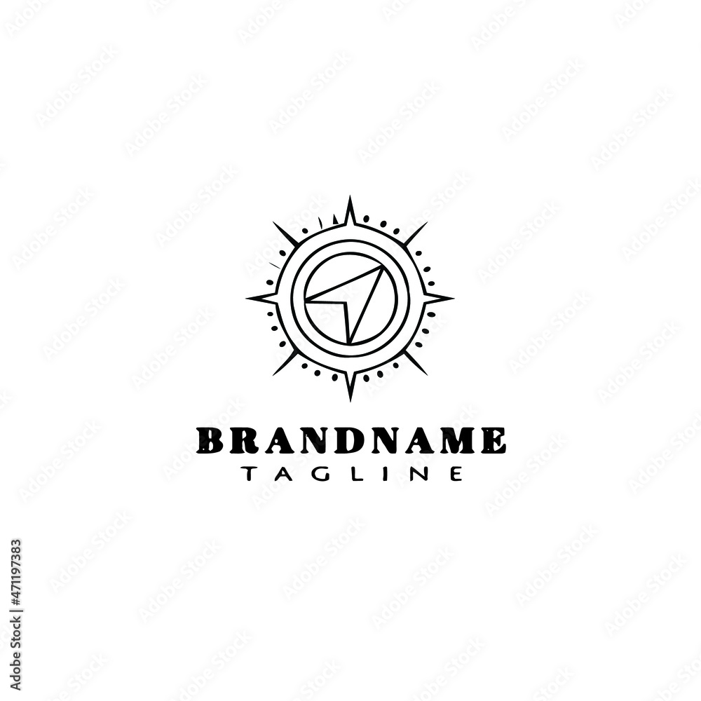 Naklejka premium compass logo cartoon icon design template black isolated vector cute