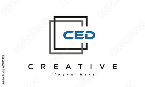 CED square frame three letters logo design