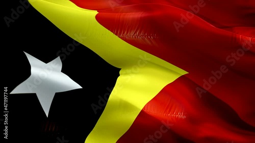 Timor Leste flag. 3d East Timor flag waving video. Sign of East Timor seamless loop animation. Timor Leste flag HD resolution Background Closeup 1080p HD video for Independence Day,Victory day
