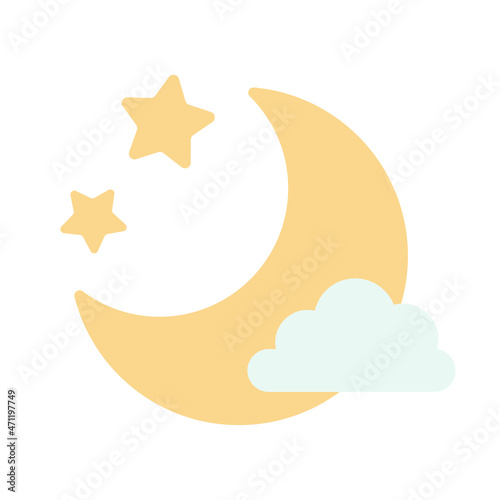 三日月と星と雲のイラスト
