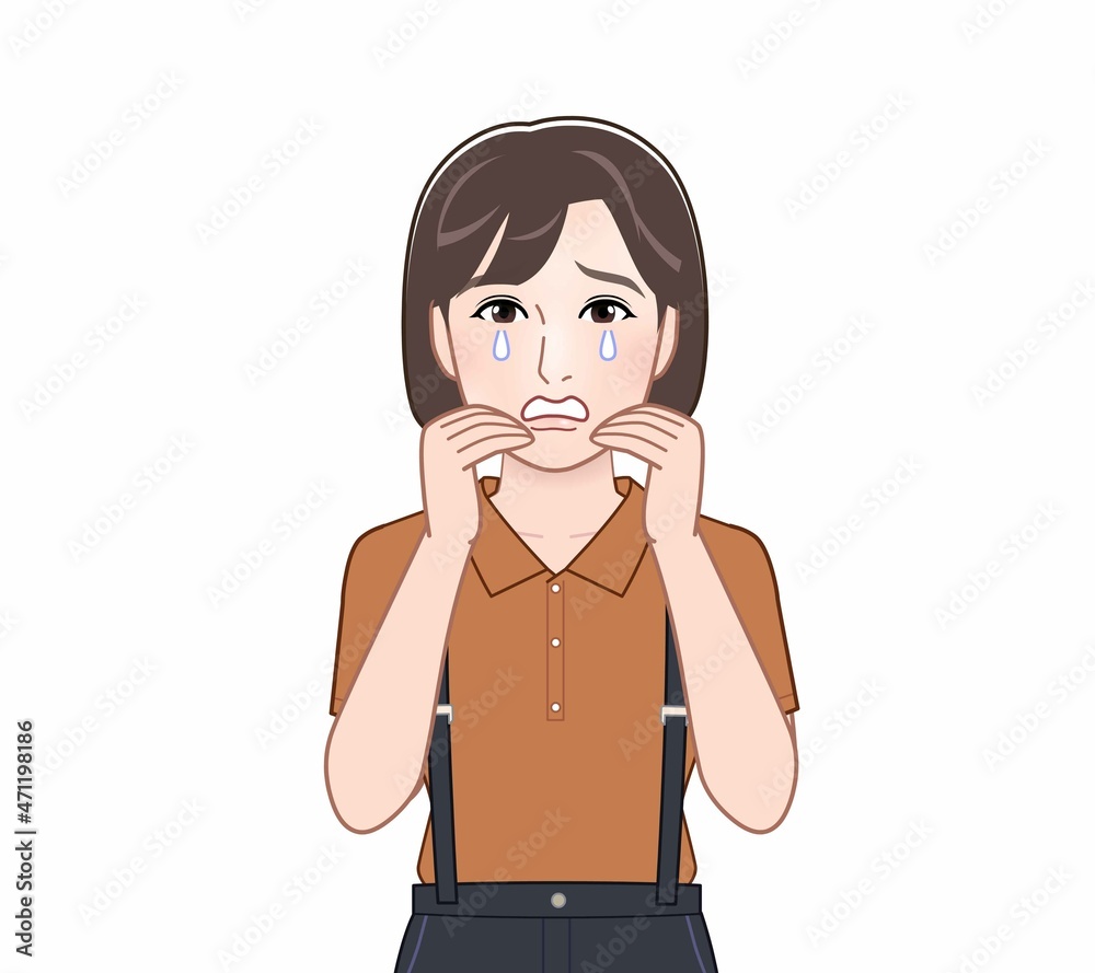 サスペンダーをつけた女性 サスペンダーをつけた女性
