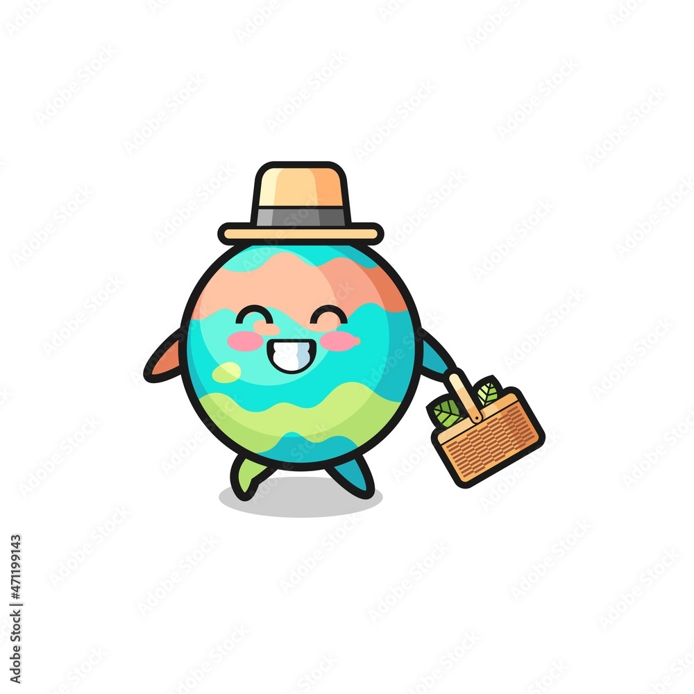 Naklejka premium bath bombs herbalist character searching a herbal