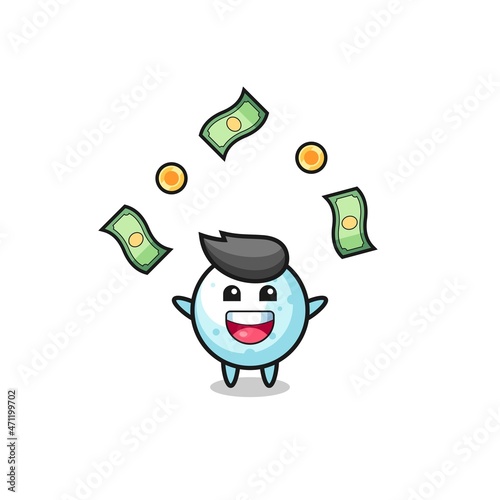 illustration of the snow ball catching money falling from the sky