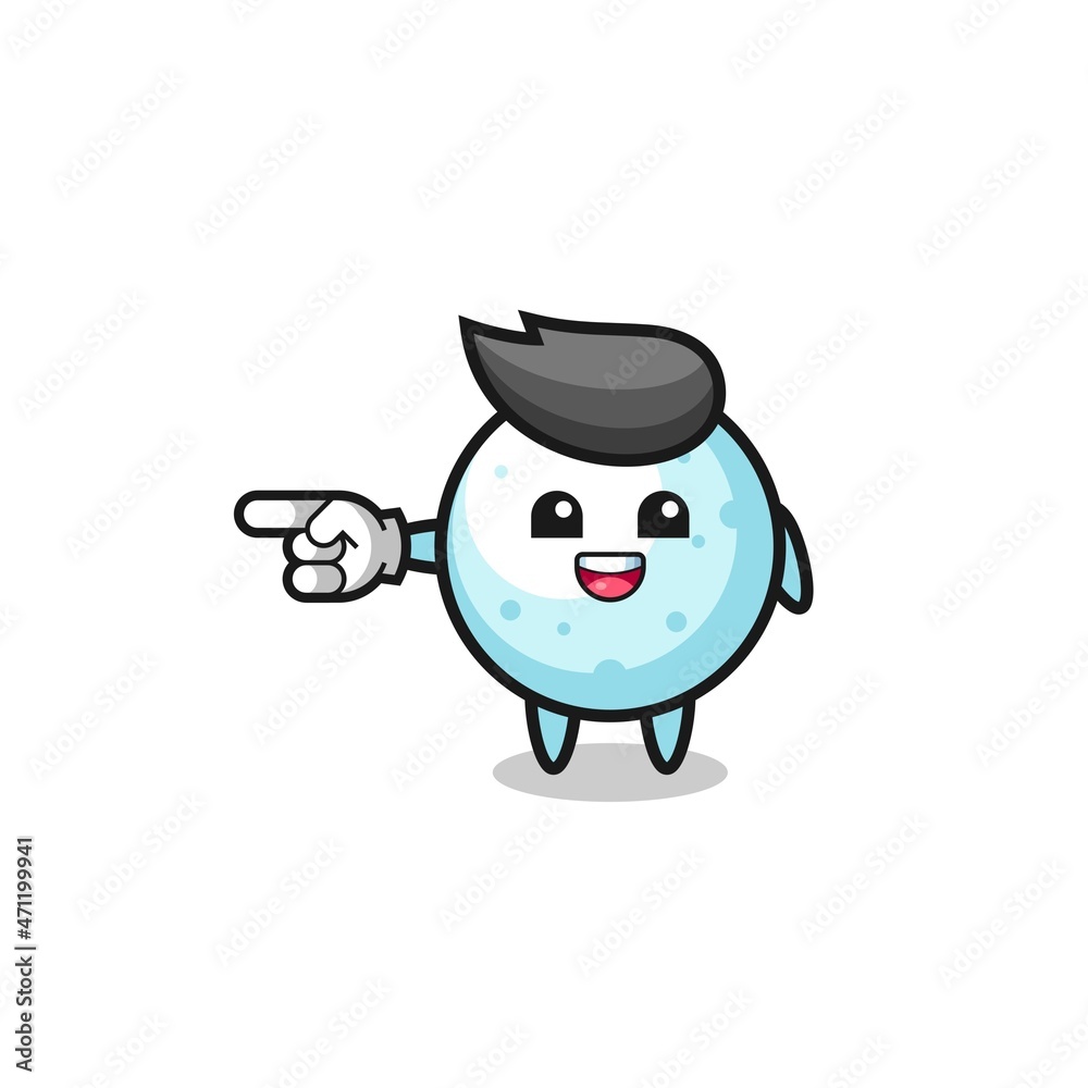 snow ball cartoon with pointing left gesture snow ball cartoon with pointing left gesture