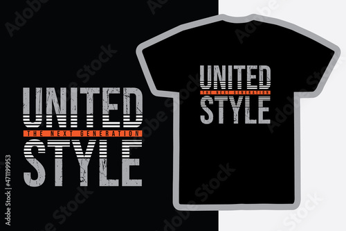 Vector illustration of letter graphic. United Style, perfect for designing t-shirts, shirts, hoodies etc.
