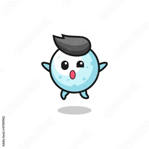 snow ball character is jumping gesture