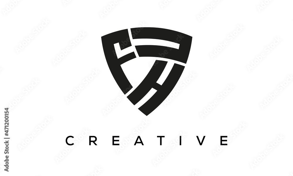 FHU letters logo, security Shield logo vector FHU letters logo, security Shield logo vector
