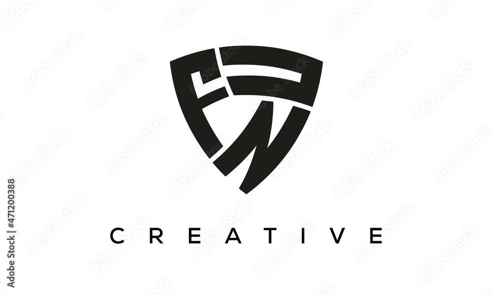 FNU letters logo, security Shield logo vector FNU letters logo, security Shield logo vector