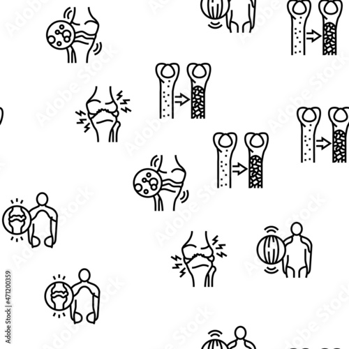 Rheumatology Disease Problem Vector Seamless Pattern Thin Line Illustration