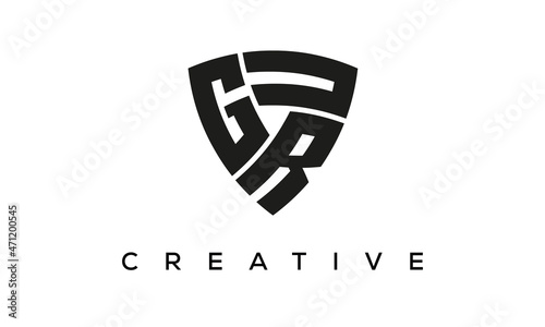 GRU letters logo, security Shield logo vector