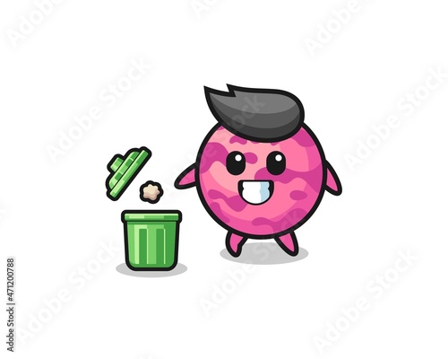 illustration of the ice cream scoop throwing garbage in the trash can