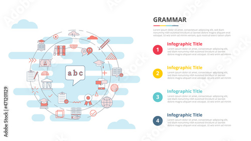 grammar concept for infographic template banner with four point list information