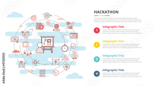 hackathon concept for infographic template banner with four point list information