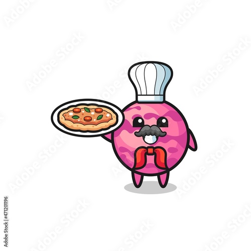 ice cream scoop character as Italian chef mascot