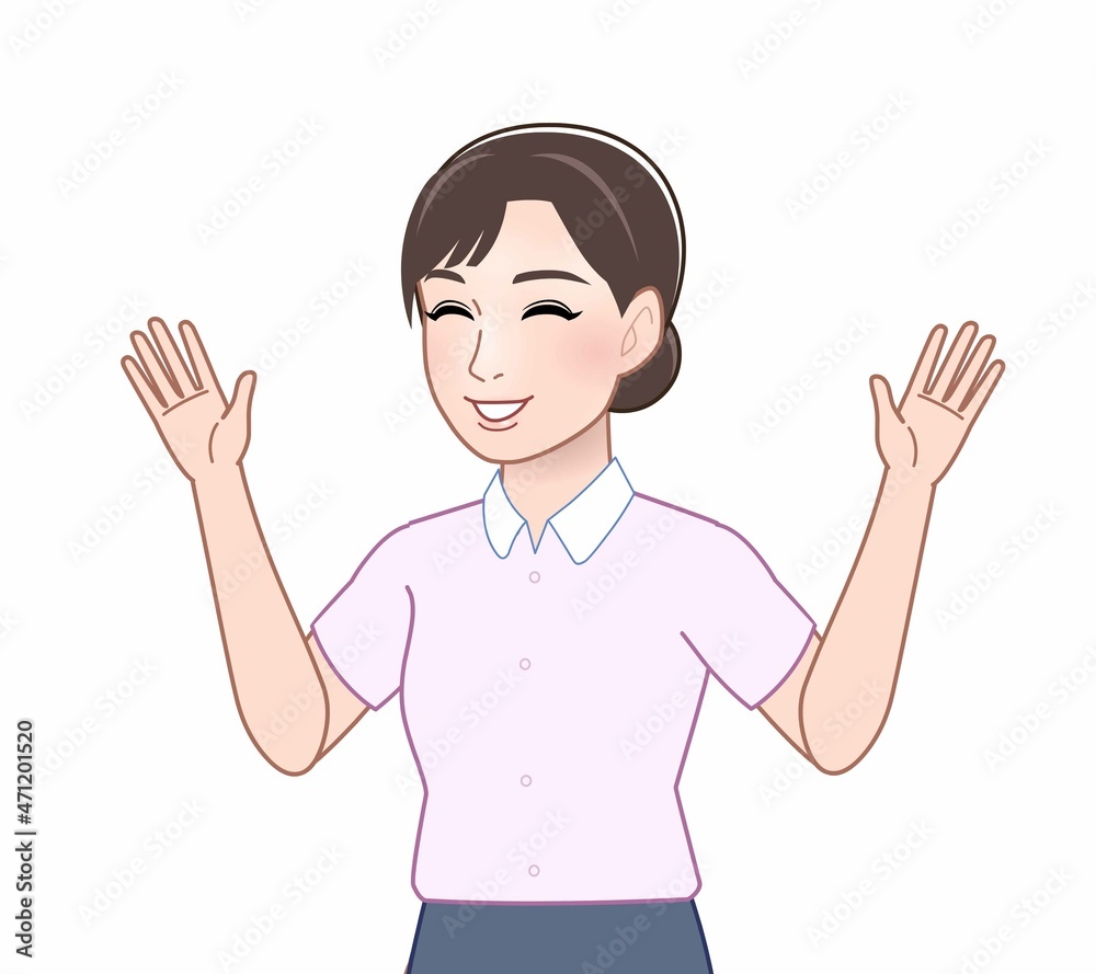 ピンクのYシャツの女性 ピンクのYシャツの女性