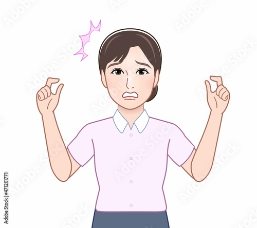 ピンクのYシャツの女性