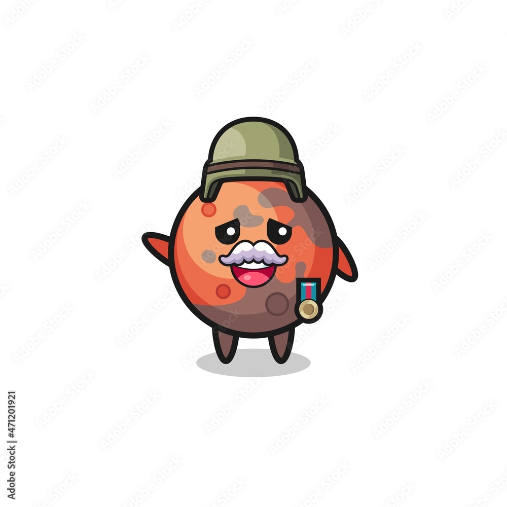 Fototapeta premium cute mars as veteran cartoon