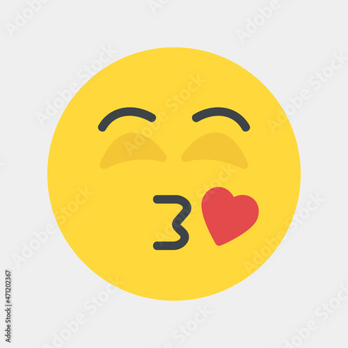 Kiss emoji icon vector illustration in flat style, use for website mobile app presentation