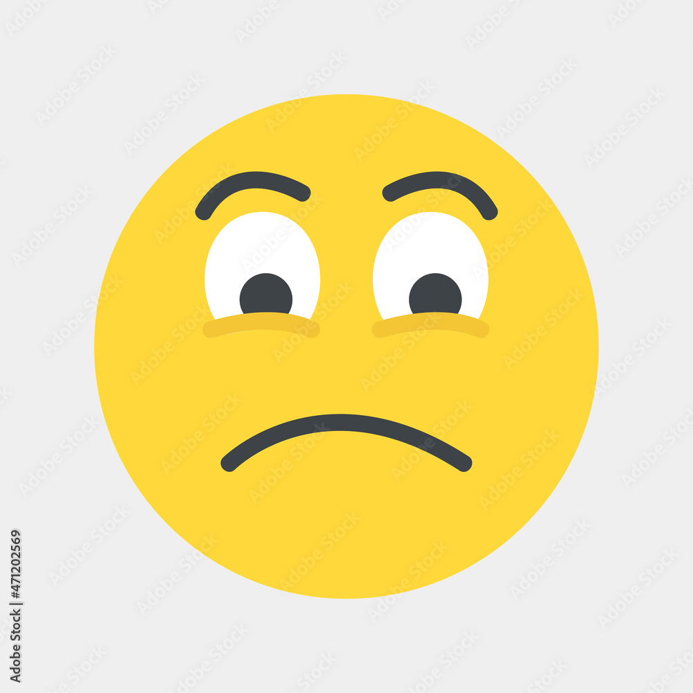Fototapeta premium Sad emoji icon vector illustration in flat style, use for website mobile app presentation