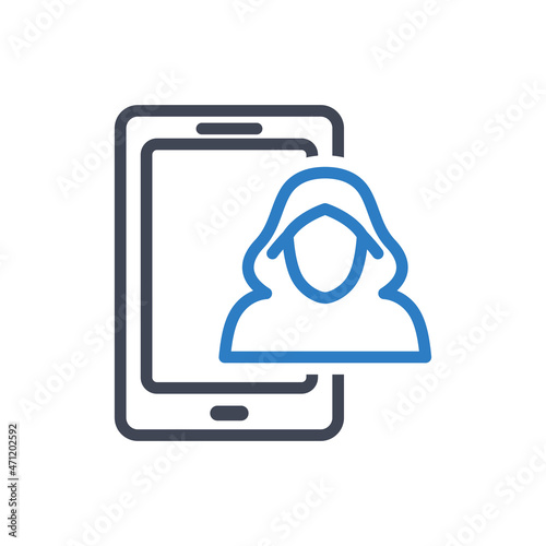 Mobile phone hacker icon