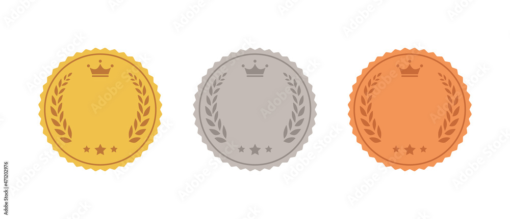 set of gold silver and bronze medals flat icons set of gold silver and bronze medals flat icons