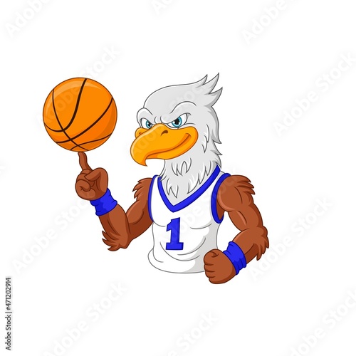 Eagle basketball sport mascot with ball