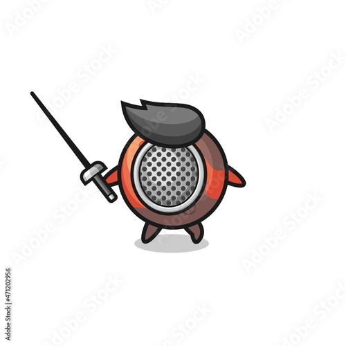 mars earth cartoon as fencer mascot