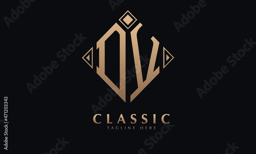 Alphabet DV or VD diamond illustration monogram vector logo template