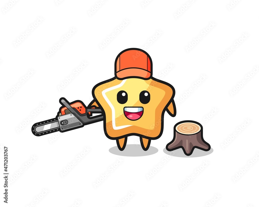 star lumberjack character holding a chainsaw star lumberjack character holding a chainsaw