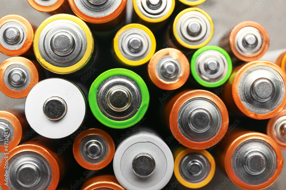 Alkaline batteries as background, closeup