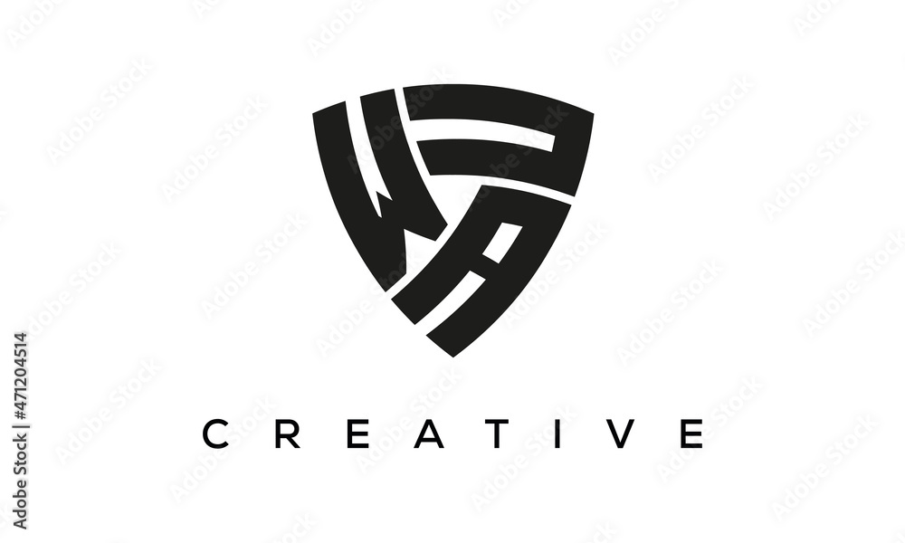 WAU letters logo, security Shield logo vector WAU letters logo, security Shield logo vector