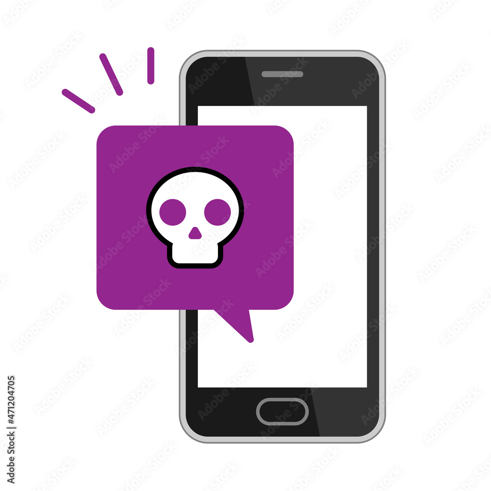 ウイルスに感染したスマートフォンのイラスト ウイルスに感染したスマートフォンのイラスト