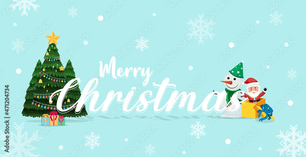 Merry Christmas text banner with Santa Claus Merry Christmas text banner with Santa Claus