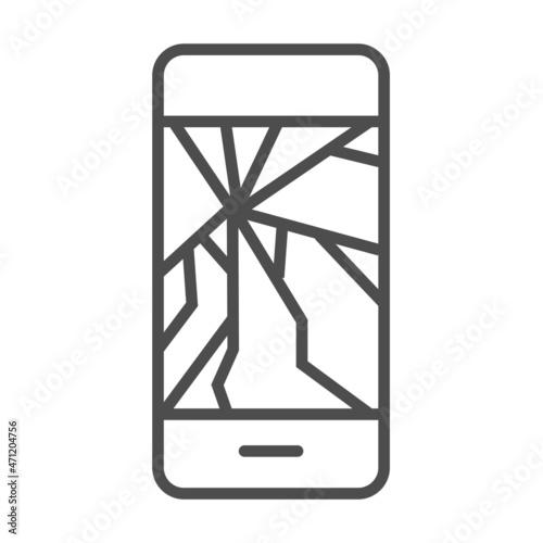 画面がひび割れたスマートフォンのイラスト