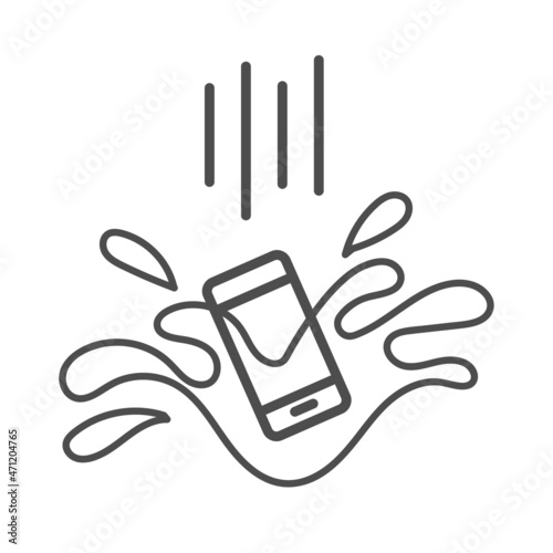 水没したスマートフォンのイラスト
