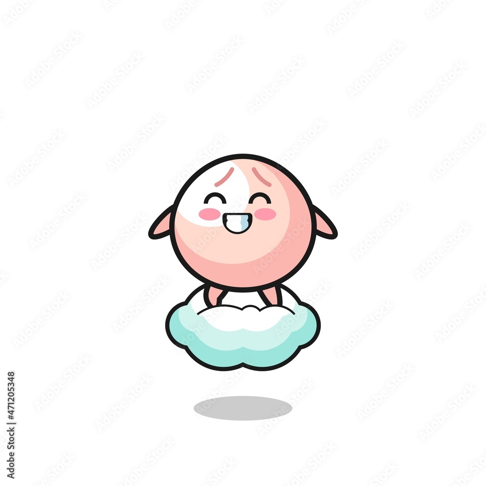cute meatbun illustration riding a floating cloud cute meatbun illustration riding a floating cloud