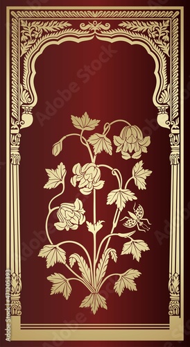 wedding card design, paisley floral pattern , India 