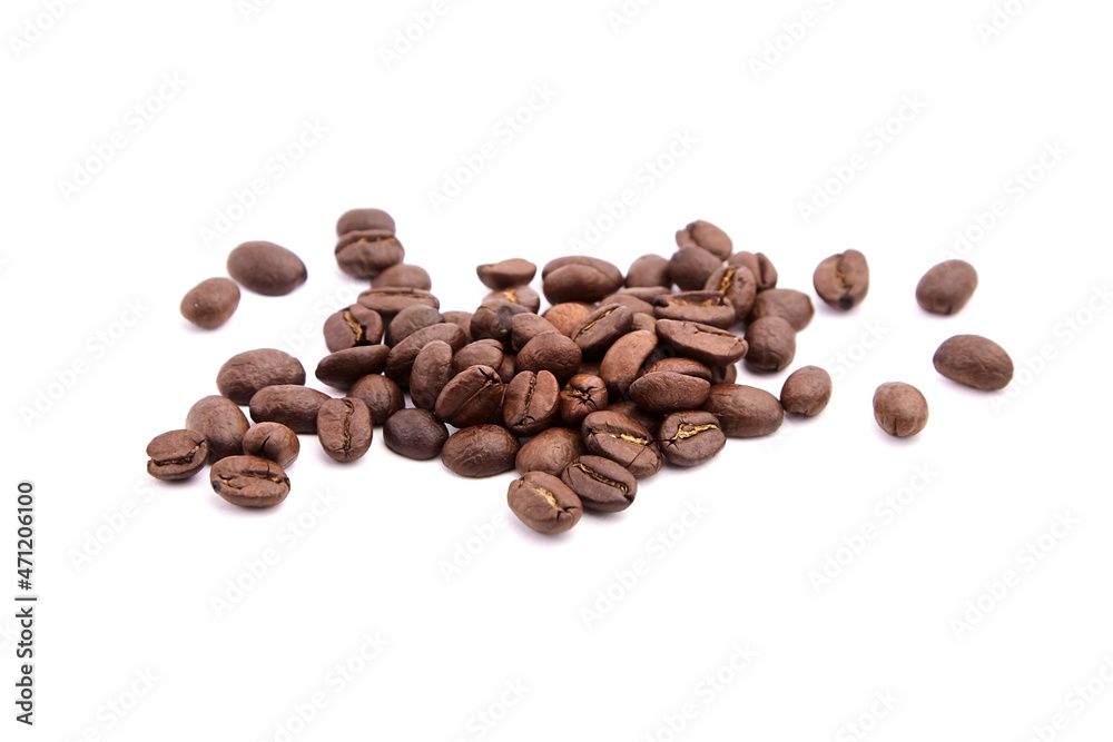Roasted coffee beans isolated on white Roasted coffee beans isolated on white