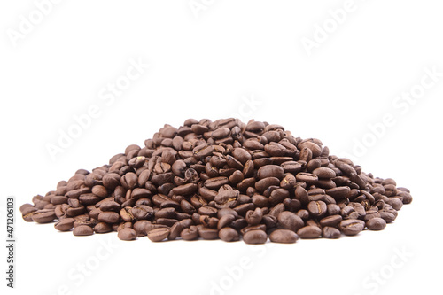 Roasted coffee beans isolated on white