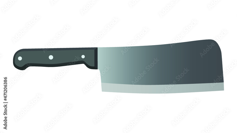 Large sharp cleaver knife with wooden handle isolated on white background Large sharp cleaver knife with wooden handle isolated on white background