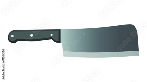 Large sharp cleaver knife with wooden handle isolated on white background