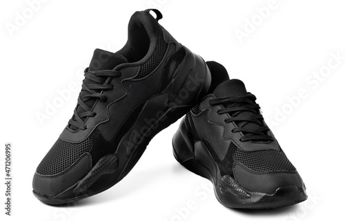 New black sneakers isolated on white background