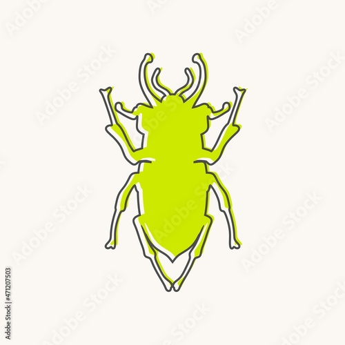 Abstract icon of bug. Thin line style illustration