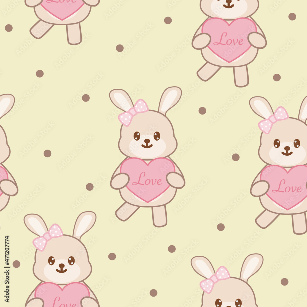 Cute bear cartoon seamless pattern, lovely teddy seamless pattern, Creative for  kids texture for fabric, wrapping, textile, wallpaper, apparel. Vector illustration background.