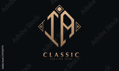 Alphabet IA or AI diamond illustration monogram vector logo template