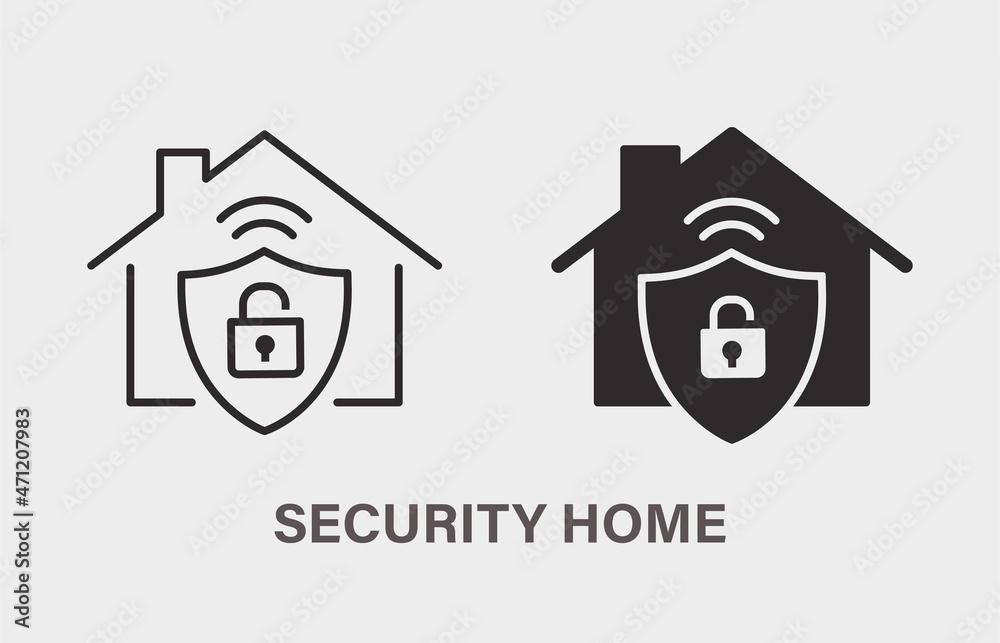Fototapeta premium Security home icon on white background. Vector illustration.