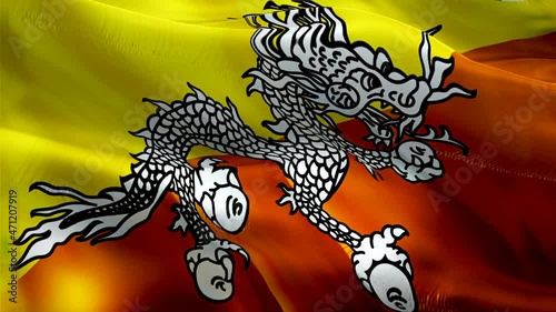 Bhutanese flag. 3d Bhutan flag waving video. Sign of Bhutan seamless loop animation. Bhutanese flag HD resolution Background. Bhutan flag Closeup 1080p HD video for Independence Day,Victory day
 photo