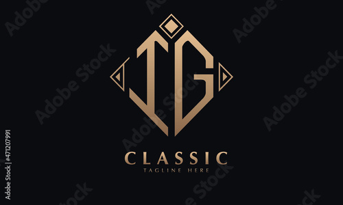 Alphabet IG or GI diamond illustration monogram vector logo template