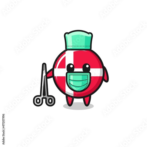 surgeon denmark flag mascot character